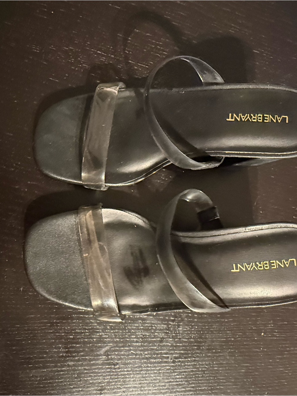 Lane Bryant Black Sandals with Clear Straps